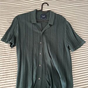 Abercrombie & Fitch Forest Green Textured Button Down Shirt